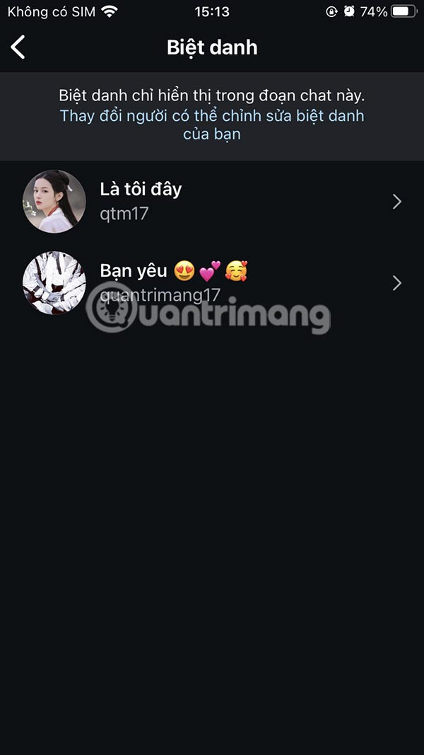 Biệt danh nhóm chat trên Instagram