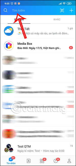 Cách xem và xóa lịch sử tìm kiếm trên Zalo