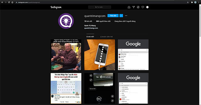 Chế độ dark mode đã được áp dụng