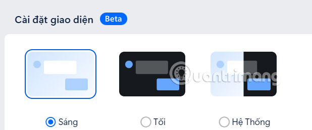 Chọn nền tối Zalo máy tính