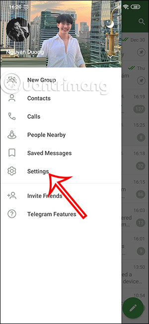 Cách bật tự động xóa tin nhắn Telegram