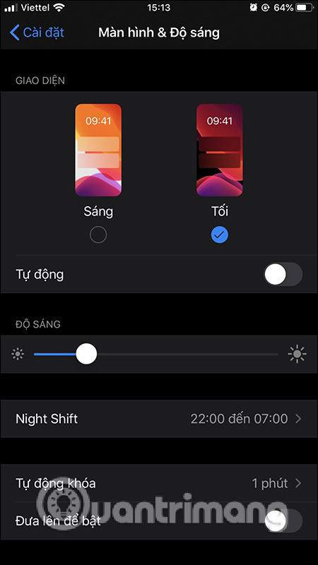 Giao diện iPhone nền tối