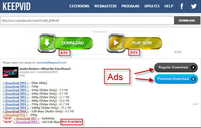 Giao diện tải video Youtube qua Cốc Cốc