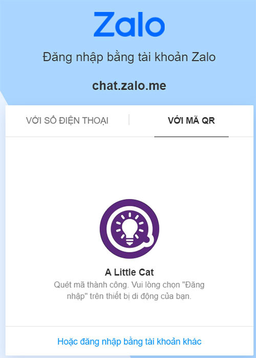 Quét mã QR thành công