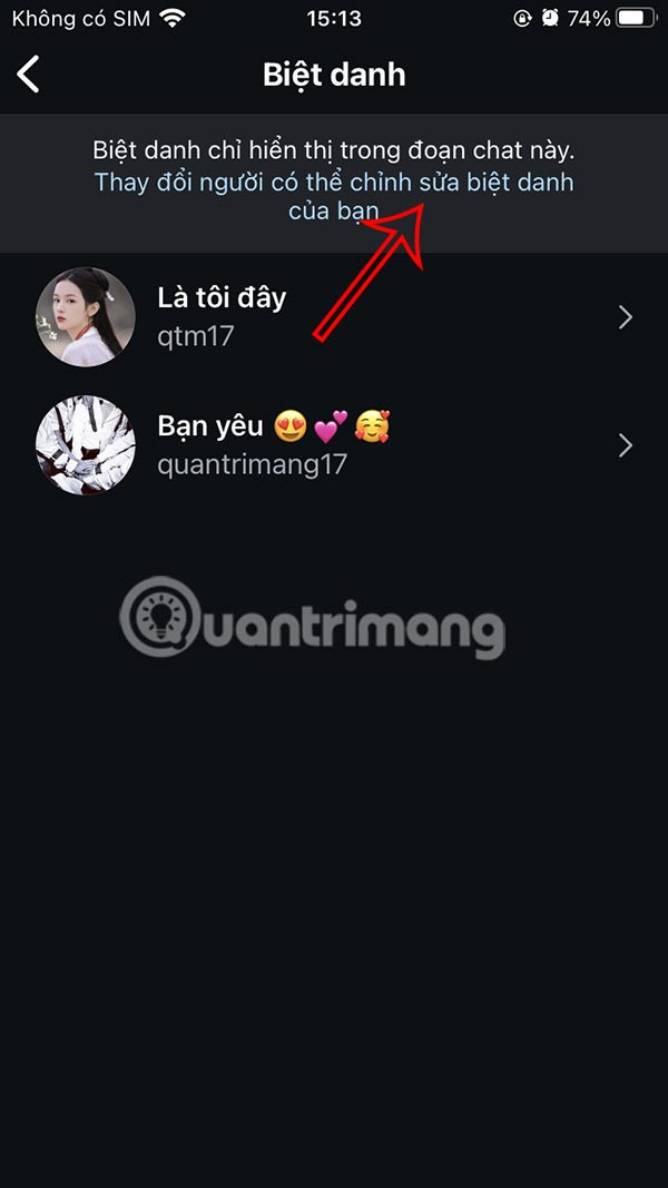 Thiết lập quyền thay đổi biệt danh trên Instagram