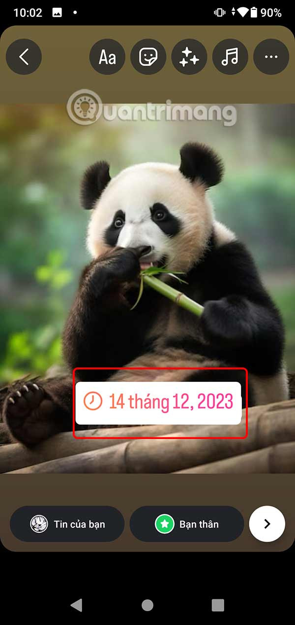 Tùy chỉnh sticker ngày tháng trước khi đăng Story Kỷ niệm