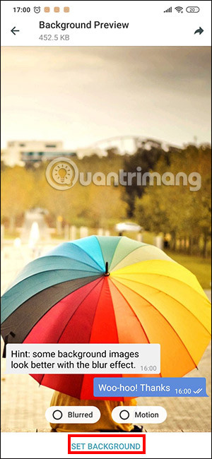 Xác nhận hình nền Telegram