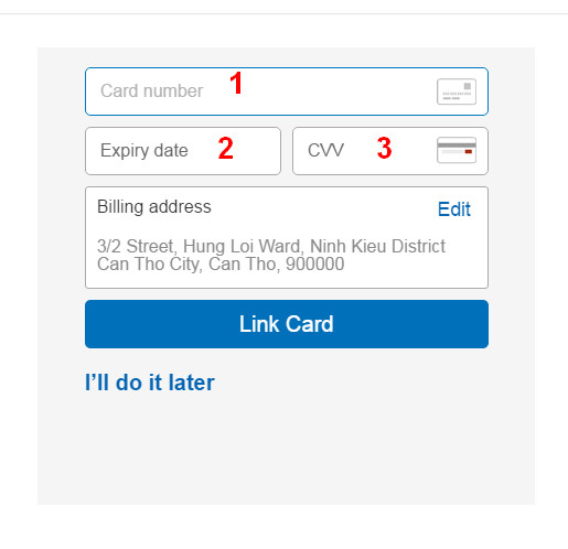 Xác thực thẻ VISA trên PayPal