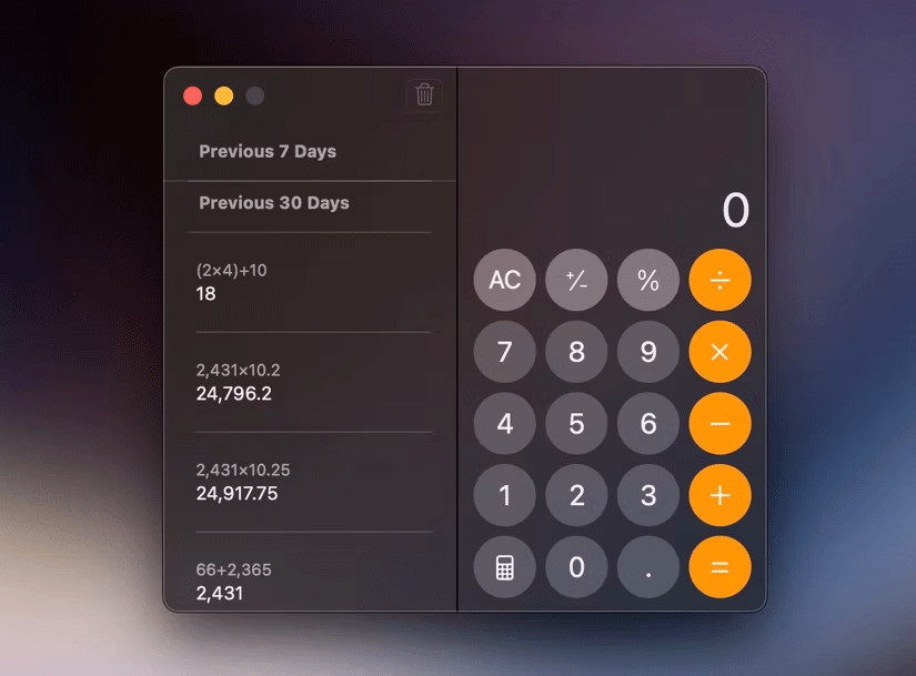 Xem lịch sử phép tính trên Calculator của Mac