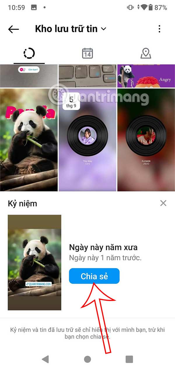 Xem và chia sẻ kỷ niệm từ Kho lưu trữ Instagram